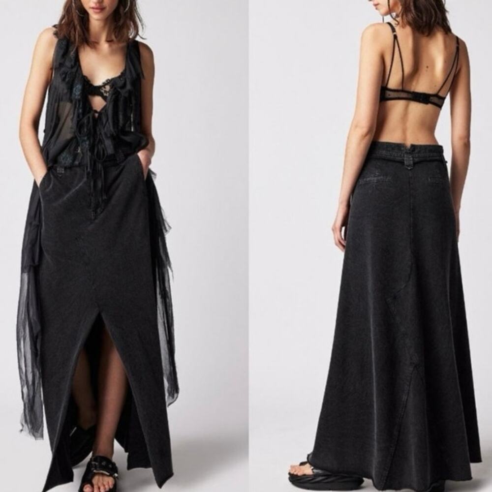 Free People One Kona Mid Rise High Slit Maxi Skirt